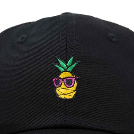 DALIX Pineapple Embroidered Cap Cotton Baseball Summer Cool Dad Hat Mens in Black