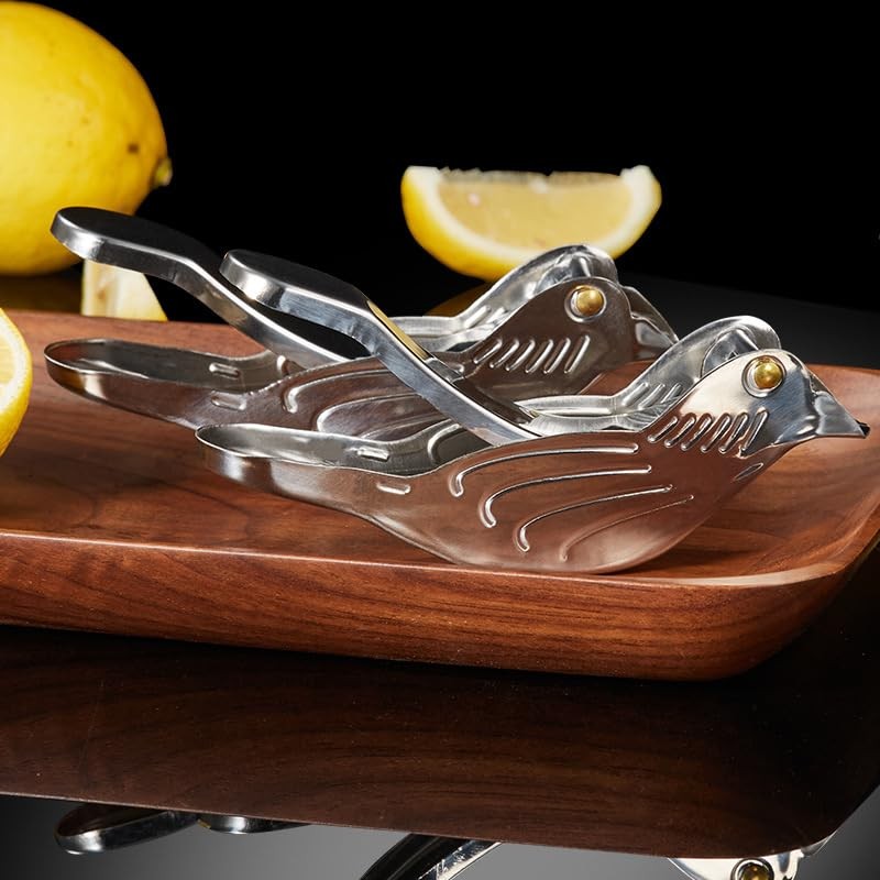 2Pcs Silver Bird Shape Lemon Juicer Stainless Steel Manual Lemon