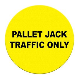 Pallet Jack Floor Decals Traffic Only Yellow Anti-Slip Round Shape Business Industrial Signs Stickers 17Inches Longer Side