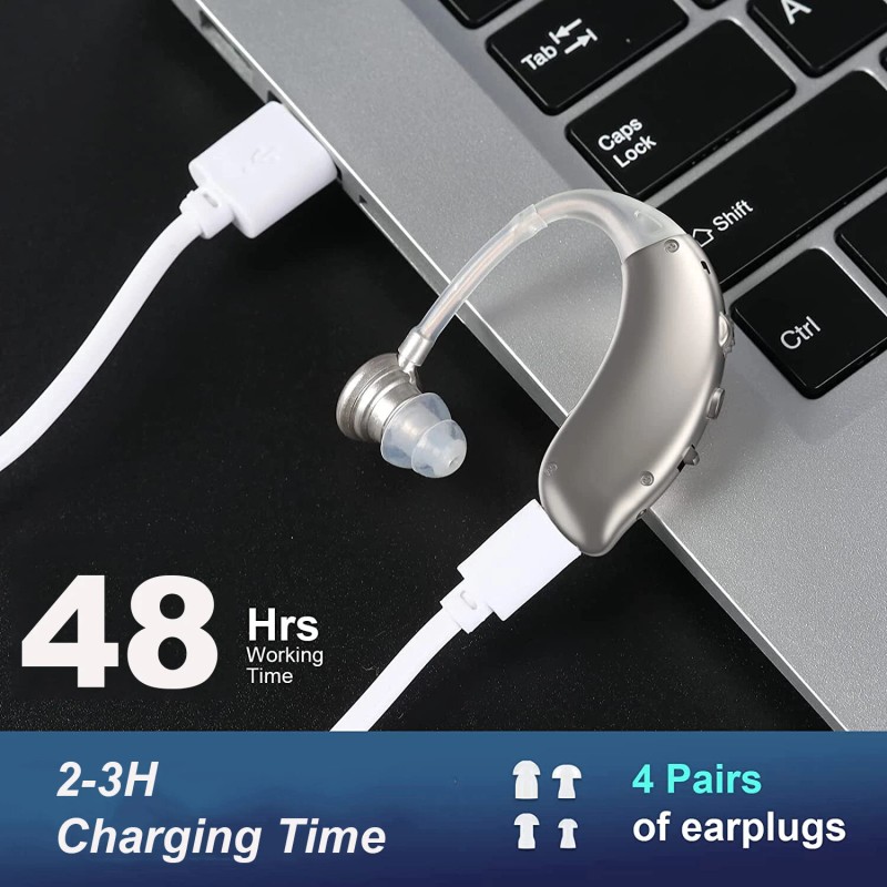 K&FCOPTEE Digital Rechargeable Hearing Aids BTE Invisible Vioce Amplifier Noise