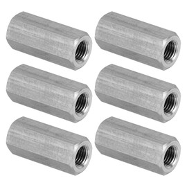 PATIKIL M8 x 1-Pitch 304 Stainless Steel Hex Coupling Nuts, 6Pcs 30mm/ 1.2" Length Fully Threaded Rod Coupling Nut Studding Connector Fasteners, Silver Tone