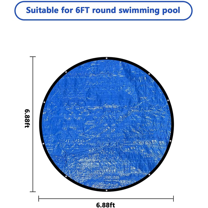 6FT Swimming Pool Cover,Round Pool Cover,Inflatable Pool Cover with Drawstrings,Outdoor