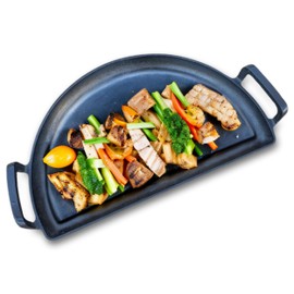 SnS Grills Slow ‘N Sear Cast Iron Drip 'N Griddle Pan 18", 3-in-1 Versatile Grill Accessory for Searing, Griddle and Drippings - Fits Weber & other 18” Kettle Grills