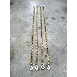 Arden - sourced (4) 3/8"x 8' Grade 70 Transport Chains - High Quality, With G70 Grab hooks