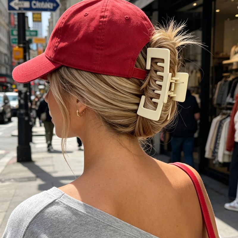 Hat Hair Claw Clips for Women, Square Claw Clips for