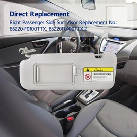 ATNVIDSG Front Left Driver's Position Side Sun Visor,Compatible with Hyundai Elantra AD 2016 2017 2018 2019 OEM Replacement #: 85220-F0100TTX (Gray)