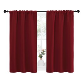 NICETOWN 40inch Curtains for Small Windows, Thermal Insulated Privacy Short Drapes for Kitchen Bathroom (Set of 2, Burgundy Red, 29" Wide)