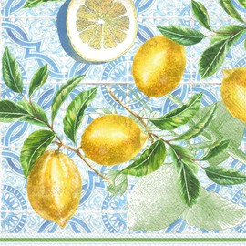 IHR Ideal Home Range 3-Ply Party Paper Napkins Deluxe Disposable Picnic Lunch Napkin|20-Count, 6.5" x 6.5", Citrus Limon