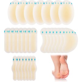 24 Pcs Blister Bandages for Feet, 4 Sizes Hydrocolloid Bandages, Invisible Blister Guard to Protect Recovery for Heel Toes Forefoot Fingers (transparent)