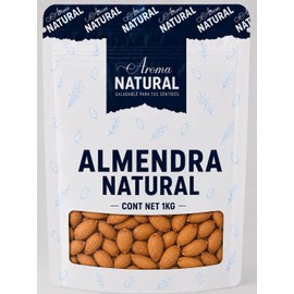 Aroma Natural | Almendra Natural 1 kg – Bolsa Resellable | Sin Sal · Sin Gluten · Keto | Fruto Seco para Snack, Repostería y Leche de Almendra