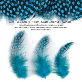 50pcs 3-6 Inches Lake Blue Colorful Spotted Feathers for Craft Jewelry and Clothing Decoration and Dream Catcher