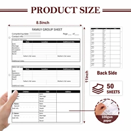 50 Sheets 3 Hole 12th Generation Family Group Sheets 8.5×11 inch Blank Genealogy Forms Two-Sided Family Tree Charts Genealogy Worksheets Family Tree Diagrams for Research Ancestry History