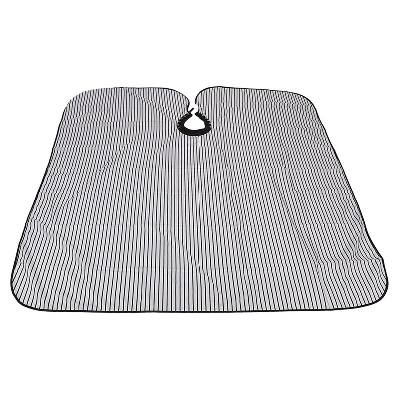 Hair Cut Cape Striped Polyester Waterproof Smooth Surface Neckline Adjustable