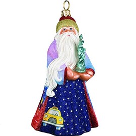 Joy To The World Glitterazzi New York Santa with Statue of Liberty Polish Glass Ornament