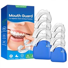 8PCS Guarda Dental Bruxismo, Protector Bucal para Dormir, Guardas Dentales para Dormir, Protector Bucal para Anti Bruxismo y Roncar, Elimina Apriete d