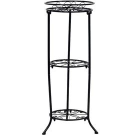 FAMZ Plant Stand Indoor Outdoor, 3 Tier Tall Black Metal Plant Stands, 35 inch Round Multiple Plant Rack Holder Rack Flower Pot Stand Heavy Duty Plant Shelf for Patio Balcony Garden Living Room
