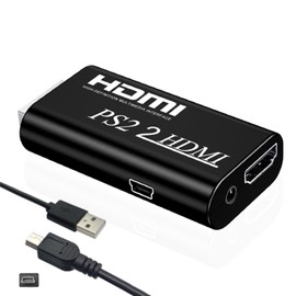 WLGQ Adapter Konverter PS2 auf HDMI, High Definition Multimedia-Schnittstelle, USB-Stromversorgung, Schwarz