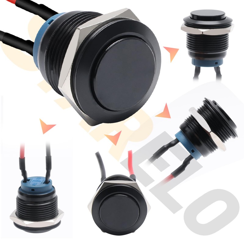 STARELO 5pcs 19mm Latching Push Button Switch Black Shell with
