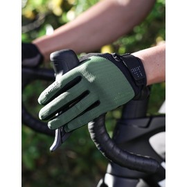 INBIKE Cycling Gloves Road Bike Memory Gel Padded Gloves for Men Women, Touchscreen Full Finger Shock-Absorbing Biking Gloves, Bicycle Breathable Reflective Riding Gloves Green X-Large