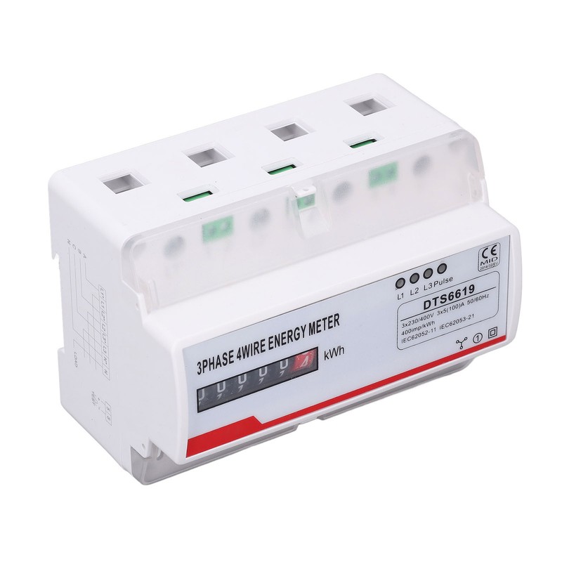 Power Consumption Meter 3 Phase 4 Wires 35mm Rail Mounting