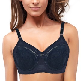 Clivia Eureka - Brasier de alambre de malla transpirable de cobertura completa para mujer, ajuste perfecto y cómodo, brasier con aros de primera calidad para apoyo corporal, marino, 36E