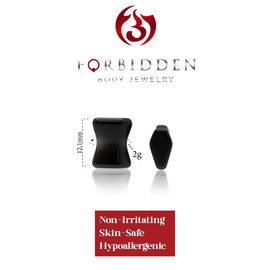 Forbidden Body Jewelry Natural Obsidian Black Stone Coffin Shaped Double Flared Plugs, 2GA (6mm) Gauges