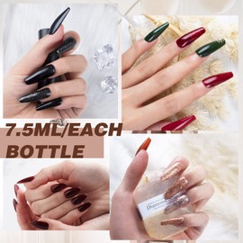 42Pcs Semi-Permanent Nail Polishes, Kit Collection with Base and Top Coat, Matt Coat