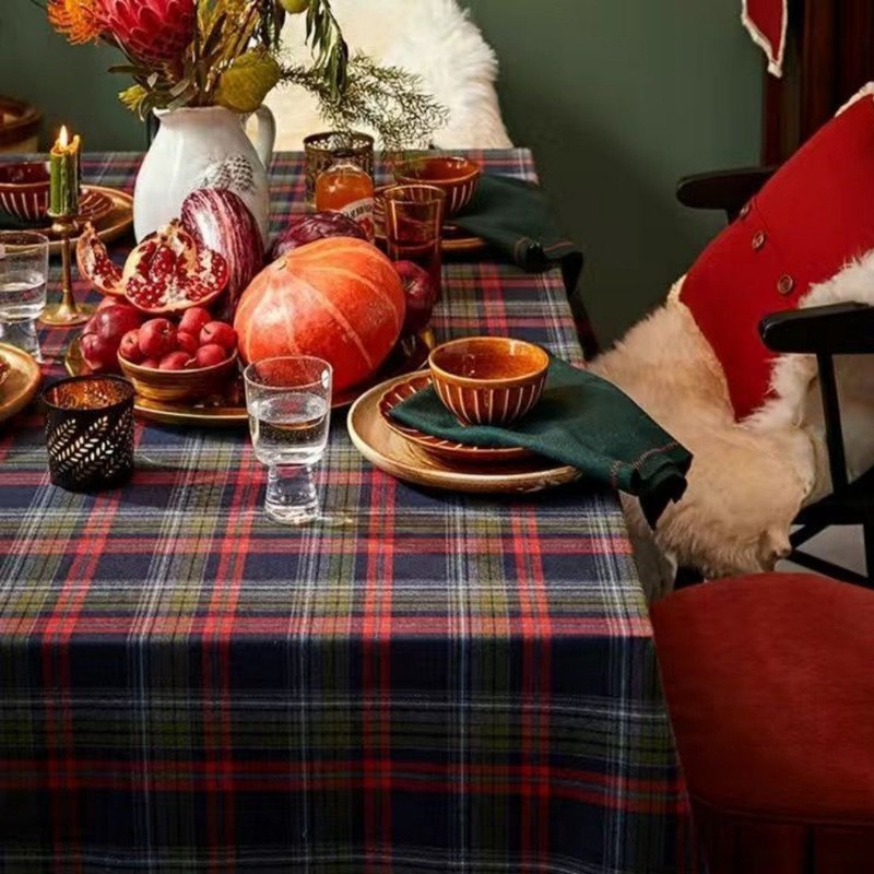 Christmas Check Tablecloth Tablecloth Emotional Camping Home Party Table Cover,