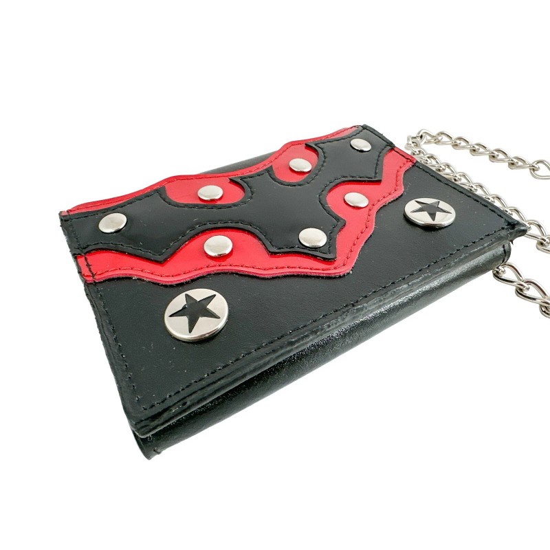 Addicted Bat Bikers Wallet With Chain Genuine Leather Punk Goth