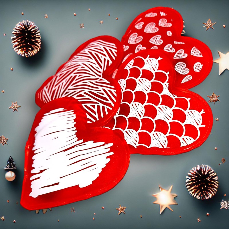 Set of 4 Hand Warmers Heating Pad Firebag Hearts, Heart,