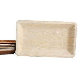 KOKA Palm Leaf Disposable Plates Rectangular Environmentally Friendly Disposable Tableware Compostable Outdoor 15 x 25 cm Pack of 10