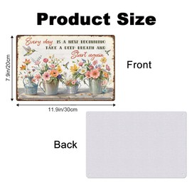 DOODLREAM Flower Wall Decor Sign Everyday Is a New Beginning Take a Deep Breath and Start Again Floral Vintage Metal Tin Sign Gift for Mom Wife Girlfriend Women