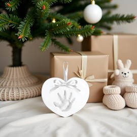 Kate & Milo Handprint and Footprint Heart Keepsake, Baby's First Christmas Ornament, Newborn Handprint or Footprint Clay Kit, Easy No-Bake DIY Clay Impression, Christmas Baby Gift, Heart