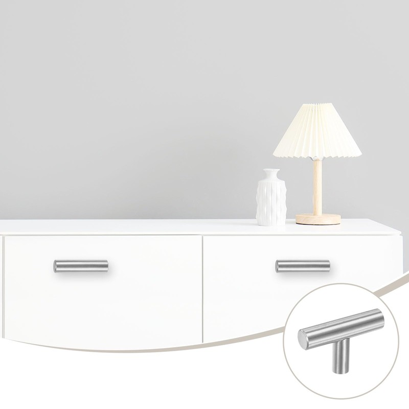 M METERXITY 6-Pack Cabinet Pulls Knobs, 2" Modern Stainless Steel