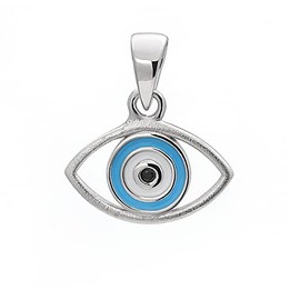 NKlaus Pair of 11 x 7.4 mm Evil Eye Stud Earrings or Chain Pendant 925 Silver Evil Eyes Earrings Baluer Agate, Silver, Blue Agate
