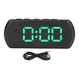 Small Electronic Desk Clock, ABS Digital Alarm Clocks Simple Snooze Temperature 12 24Hr Time Memory Function with LED Display for Kids for Bedroom(Green)