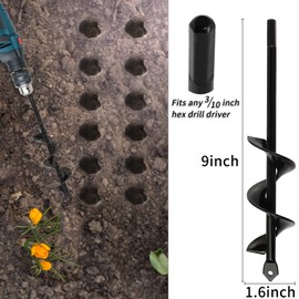 Garden Auger Drill Bit for Planting – 1.6x9 Inch Garden Auger,Rapid Planter Bulb & Bedding Plant Auger for 3/8" Hex Drive Drill – Ideal Bulb Planter Tool for Tulips