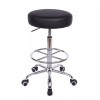 VECELO Round Rolling Stool with Footrest & Wheels Height Adjustable