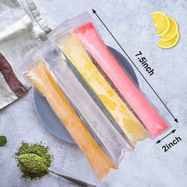 FEBSNOW 160 Disposable Ice Popsicle Mold Bags BPA Free Freezer Tubes With Zip Seals For Healthy Snacks,Yogurt Sticks,Juice & Fruit Smoothies,Ice Candy Pops Comes With A Funnel (7.5"x2")