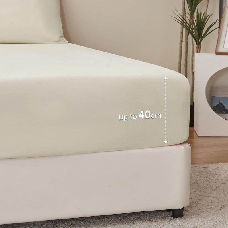 RUIKASI King Fitted Sheet Deep - Linen Bottom Sheet for