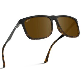 WearMe Pro Polarized Flat Top Narrow Square Mens Sunglasses (Matte Black Tortoise/Brown Lens)