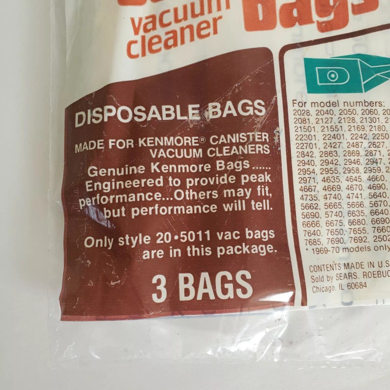 Sears NEW Old Stock Sears Kenmore Canister Vacuum Cleaner Bags