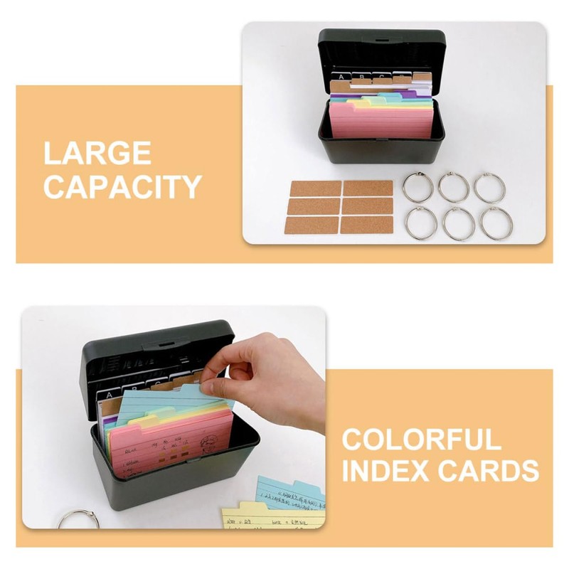 jojofuny Index Card Set Storage Box for Note Organization Flashcards