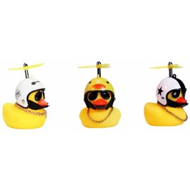 Motorcycle Handlebar Duck Ornament Small Yellow Duck Helmet  Ornament