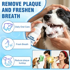QentAnud Pet Oral Tartar Remover Spray & Foam, Dog Teeth Cleaning Spray for Fresh Breath, No Brushing Needed, Gentle Formula for Daily Oral Care (2PCS)