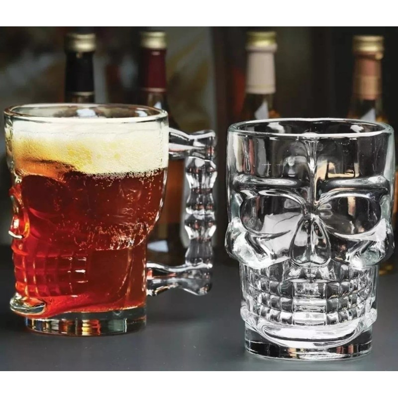 CL Par De Tarros Cerveceros Con Forma De Cráneo