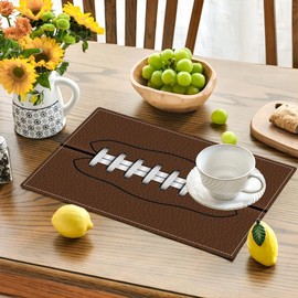 Football Placemats Set of 6, American Sports Double-Sided Table Mats for Kitchen Dining Room Home Party Indoor Decor 6 PCS 12x18 Inch