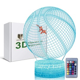 3D Illusion Basketball Night Lamp,16 Color Change, Touch White Crack Base with Remote Control Birthday Gift Present for Boys and Girls Party Kids Home Decor Bedroom Desk Decorations