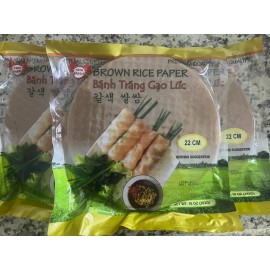 Twin Rabit Banh Trang Gao Luc/ Brown Rice Paper 10oz- round 22cm / Pack Of 3