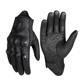 [MIEONLILNE] Genuine Leather Motorcycle Gloves with Impact Resistant Knuckle Guard Smartphone Compatible Riding Gloves L-XL (XL)